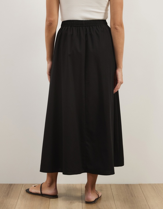Atmos&Here - Darla Linen Blend Button Midi Skirt