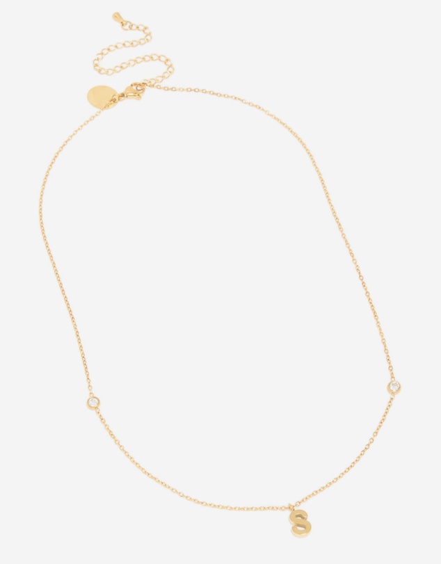 Lovisa - Waterproof Gold Plated Stainless Steel Letter S Dainty Pendant Necklace