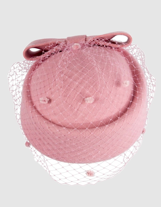 Max Alexander - Felt Pink Pillbox Hat With Veil