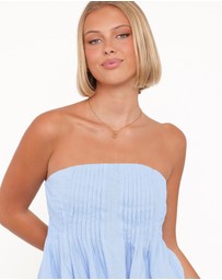 Petal & Pup - Cagnes Strapless Peplum Top - Blue