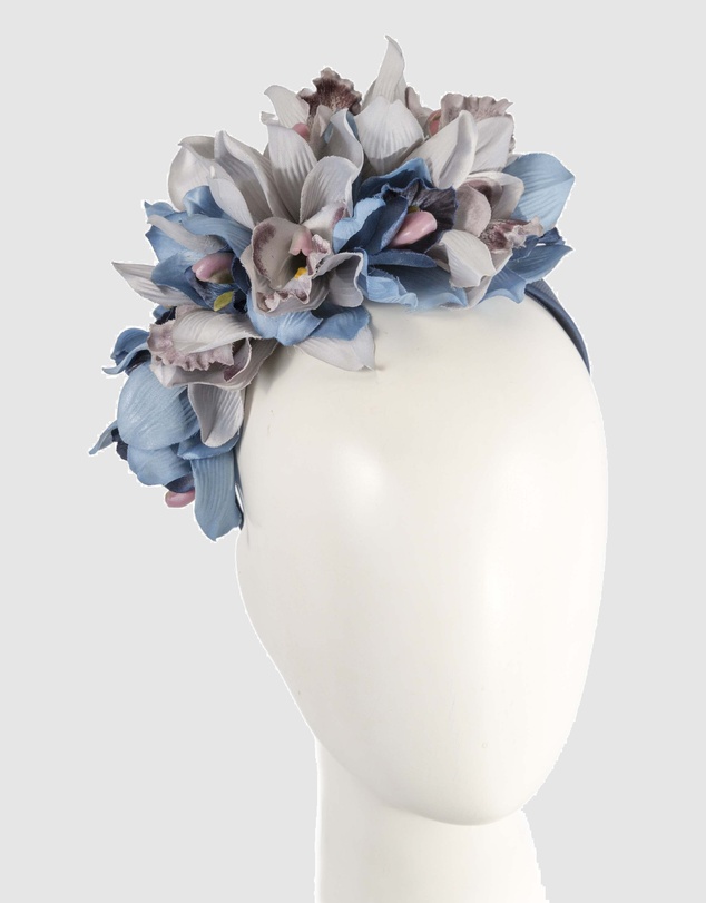 Max Alexander - Large Blue Flower Headband Fascinator