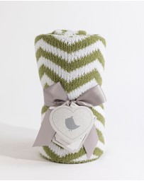 Living Textiles - Chenille Blanket - Stripes Sage