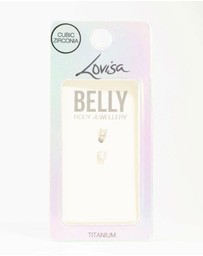 Lovisa - Titanium Mini Round Cubic Zirconia Belly Bar