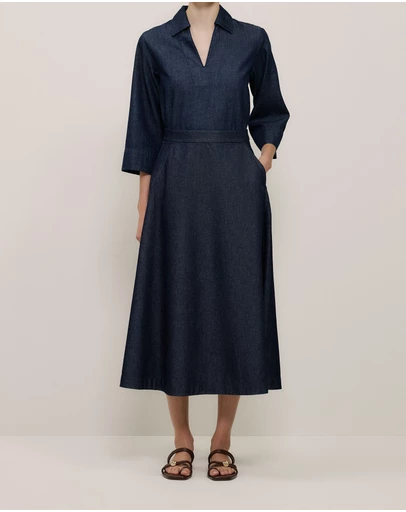 Trenery - Denim A-line Skirt in Rinse Wash