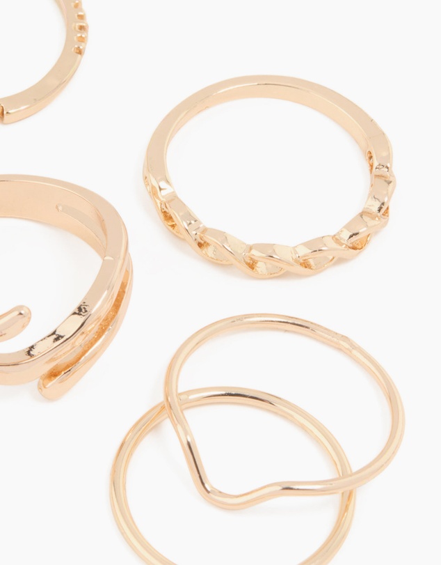 Lovisa - Gold Swirl Mixed Stacking Rings 8-Pack