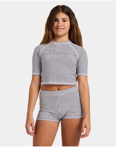 Billabong - Girls 6 to 16 Gingham Crush Short Sleeve Rashguard