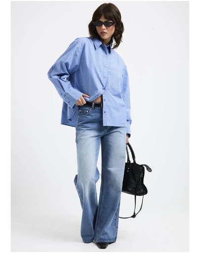 Subtitled - Savannah Plaid Long Sleeve Oversized Shirt