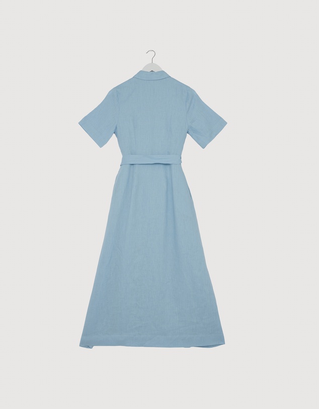 Revibe - Repaired AERE Orien Tuck Waist Linen Shirt Dress - AU 6