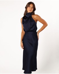 Petal & Pup - Anabelle Halter Neck Midi Dress - Navy
