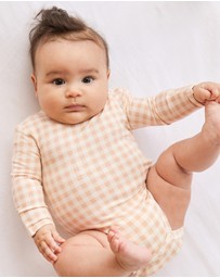 Kynd Baby - Comfy Bodysuit Long Sleeve in Neutral Gingham