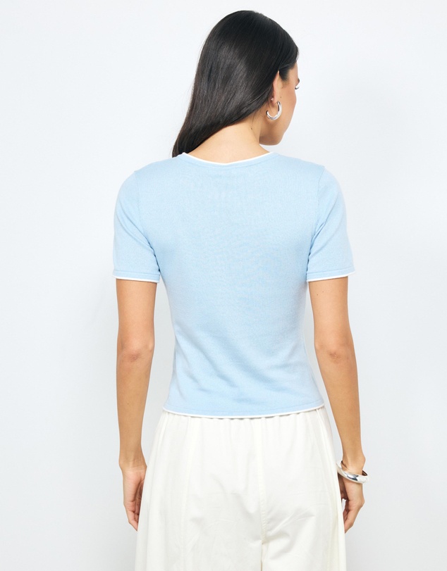 AERE - Ayla Contrast Organic Cotton Knit Top