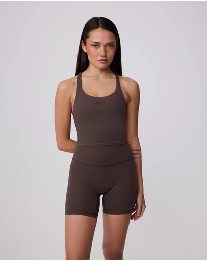 Upstate - Air Sculpt Strappy Sports Tank - Ground Coffee