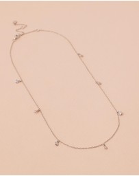 Bianc - Scattered CZ Bezel Drop Necklace