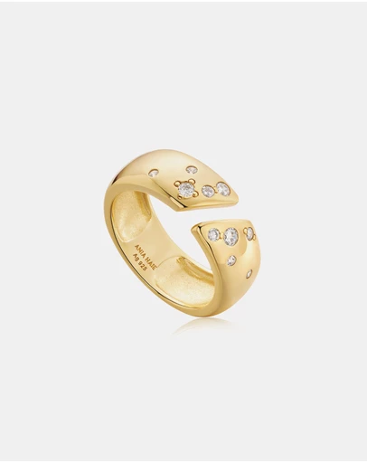 Ania Haie - Ania Haie Muse Gold Cubic Zirconia Wide Adjustable Ring
