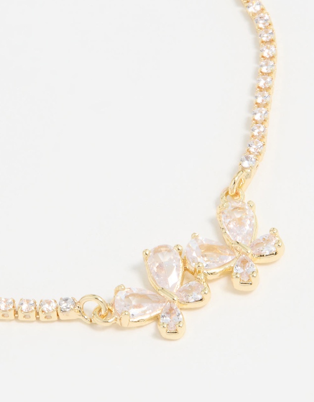 Lovisa - Gold Plated Cubic Zirconia Double Butterfly Toggle Bracelet