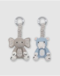 Living Textiles - 2 Pack Stroller Toys - Elephant & Hippo