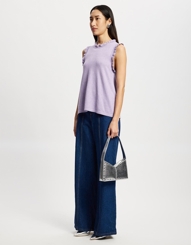 Lindsay Nicholas New York - Frill Crew Neck Shell Top