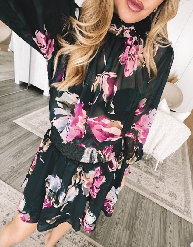 Esther & Co - Neary Dress - Emerald Floral