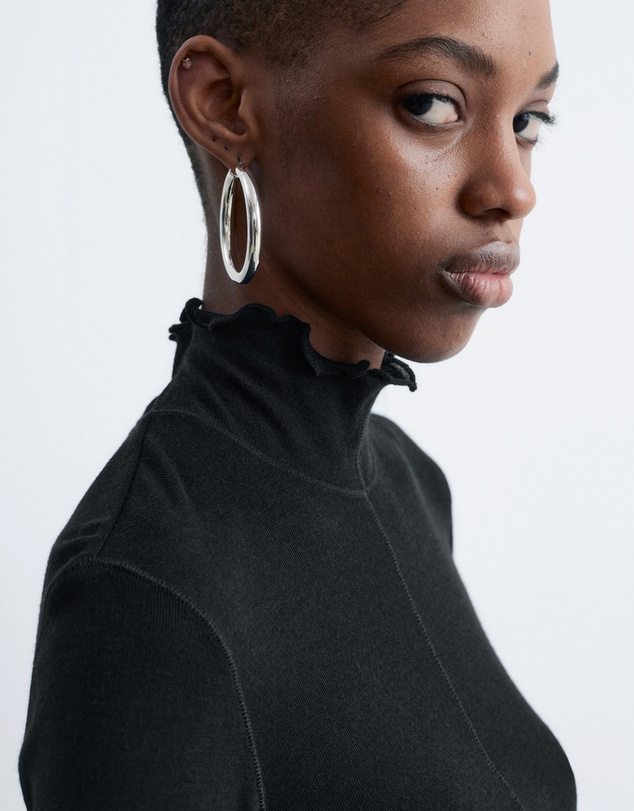 & Other Stories - Scalloped Mock-Neck Top
