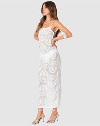 EDIKTED - Embroidered Backless Sheer Knit Maxi Dress