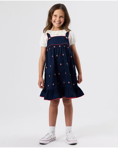 Goldie + Ace - Mini Strawberry Embroidered Dress - Babies-Kids