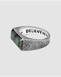 Haze & Glory - ICONIC EXCLUSIVE - Ring Signet Men Bold Bar African Turquoise 925 Sterling Silver