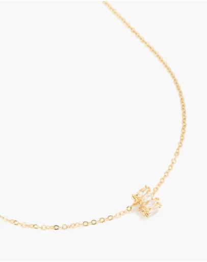 Lovisa - Waterproof Gold Plated Stainless Steel Cubic Zirconia Baguette Pendant Twisted Necklace
