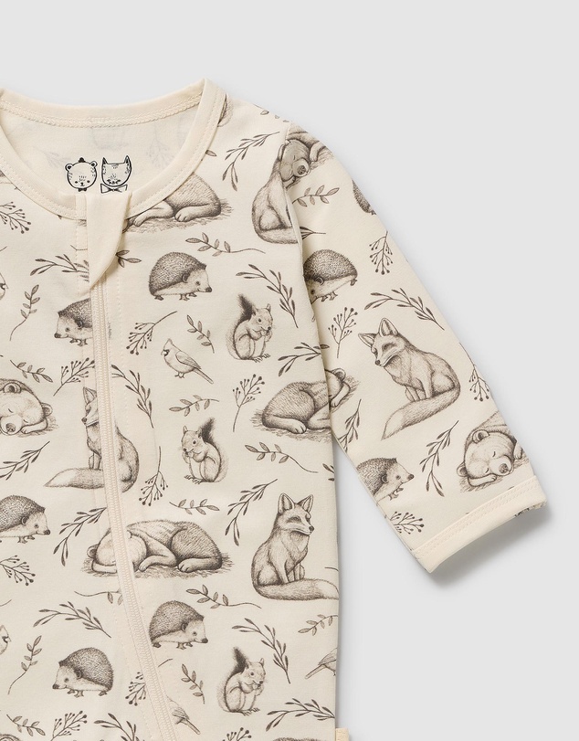 Wilson & Frenchy - Foxglove Forest Organic Zipsuit With Feet - Babies