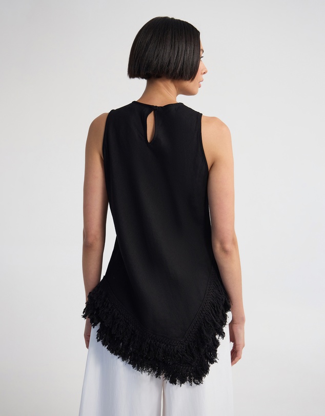 Oxford - Eloise Fringe Trim Linen Blend Top