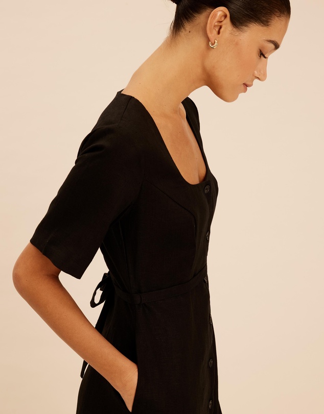 AERE - Margot Linen Midi Dress