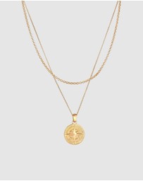 Kuzzoi - ICONIC EXCLUSIVE - Necklace Men Layer Heirloom Compass in 925 Sterling Silver Gold Plated