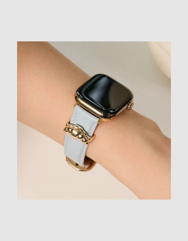 Burga - Burga Apple Watch 42/44/46/49 Leather Band - Gold Clasp Light Blue