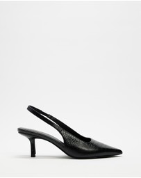 Atmos&Here - Zaria Textured Leather Sling Back Heels