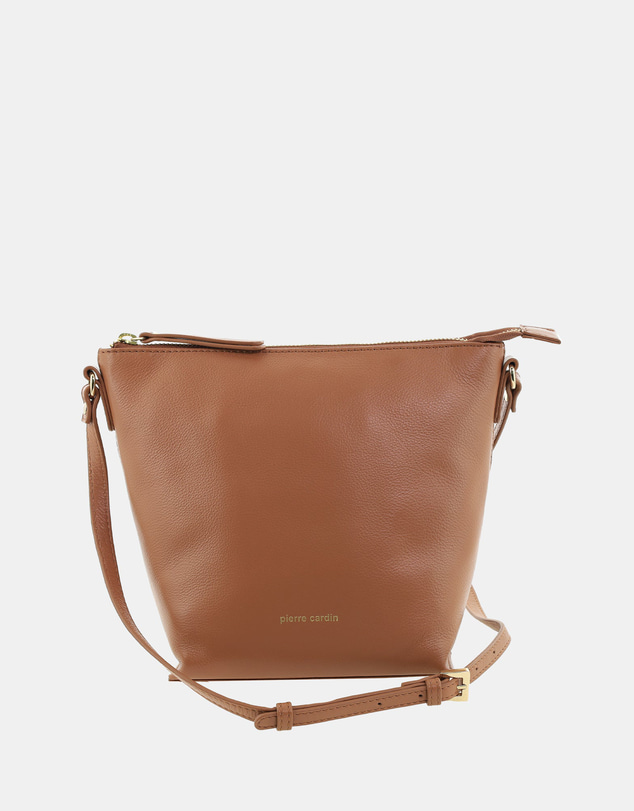 Pierre Cardin - Pierre Cardin Genuine Leather Bucket Crossbody Bag