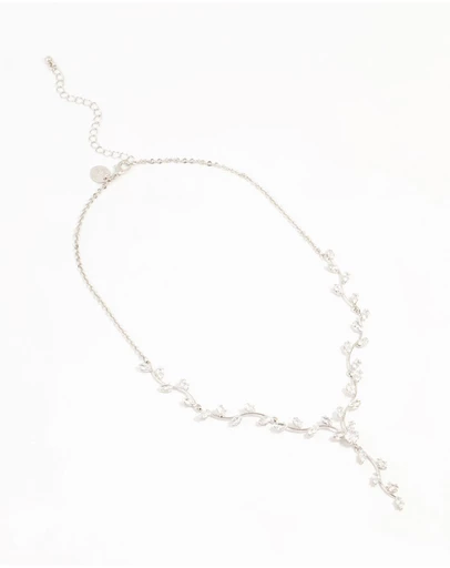Lovisa - Silver Cubic Zirconia Vine Y-Necklace