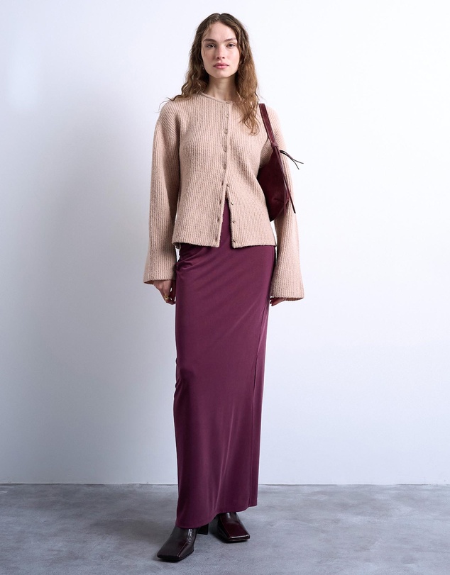 TOPSHOP - Curpo Ruched Maxi Skirt With Hitch Side Detail