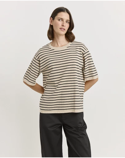 Toorallie - Relaxed Stripe Knit Tee