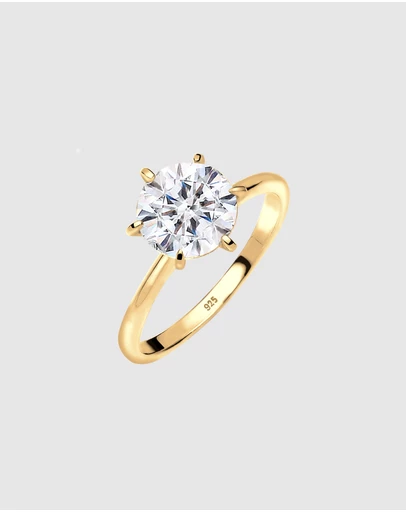 Elli Jewelry - Ring 925 Sterling Silver Gold Plated Crystal
