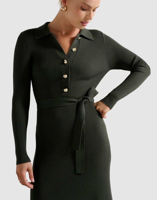 Forever New - Kelani Belted Knitted Midi Dress