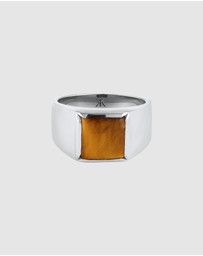 Kuzzoi - ICONIC EXCLUSIVE - Ring Male Signet Tigers Eye 925 Sterling Silver