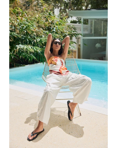 AERE - Mimi Pleated Barrel Leg Pant