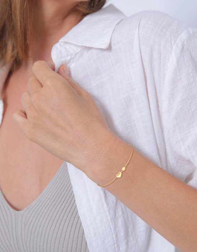 Elli Jewelry - Heart and Stars Filigree Bracelet in Gold-Plated 925 Silver