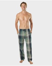 Mitch Dowd - Mens Green Check Bamboo Pyjama Pant - Green