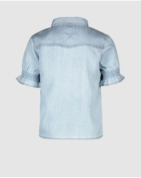 Like FLO - Soft Denim Knotted Blouse - Kids-Teens