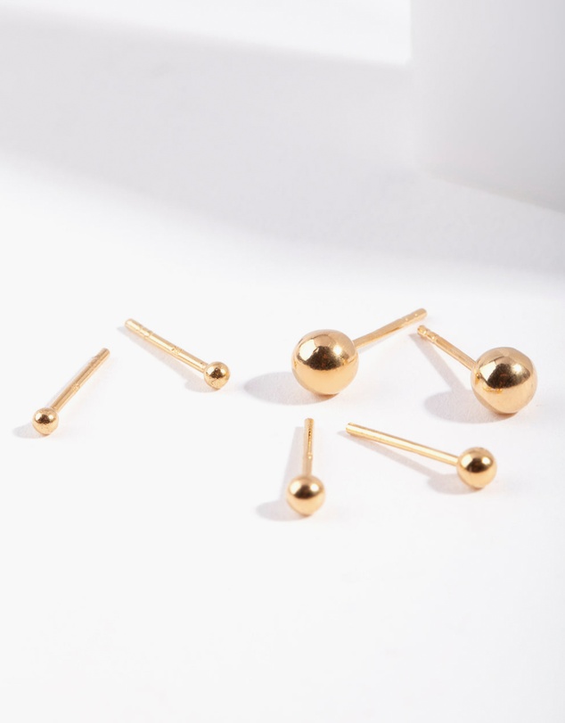 Lovisa - Gold Plated Sterling Silver Ball Earring Pack