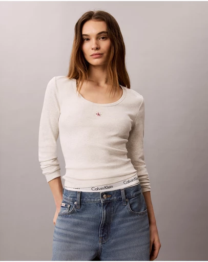 Calvin Klein Jeans - Ribbed Cotton Long Sleeve Top