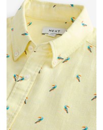 NEXT - Linen Blend Printed Short Sleeve Shirt