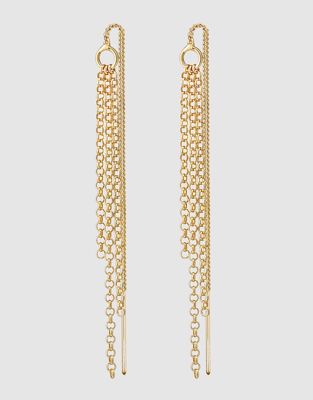 Elli Jewelry - Earrings Dangles Chain Pull Through Trend in 925 Sterling Silver Gold Plated