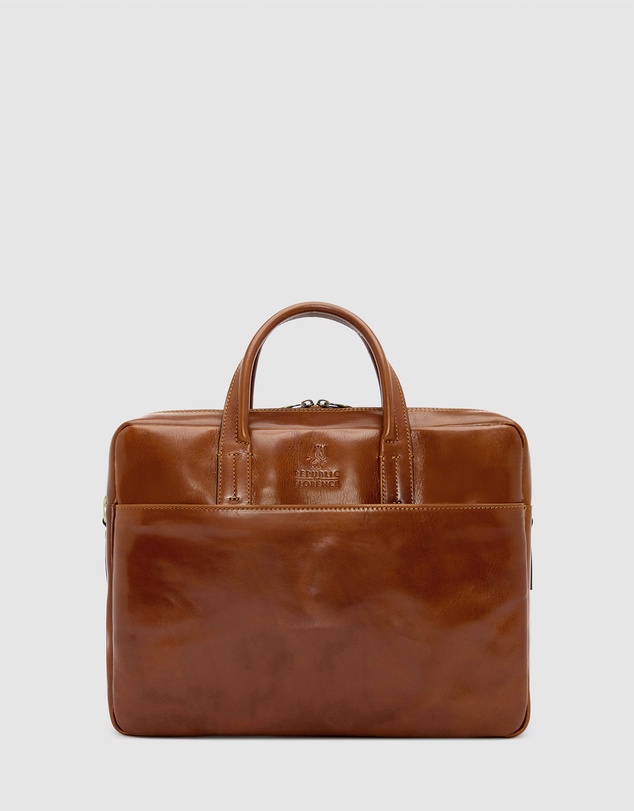 Republic of Florence - The Tokyo Tan Leather Laptop Briefcase