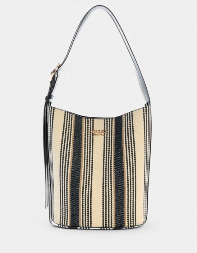 GUESS - Stripe Nicolette Large Bucket Shoulder Bag